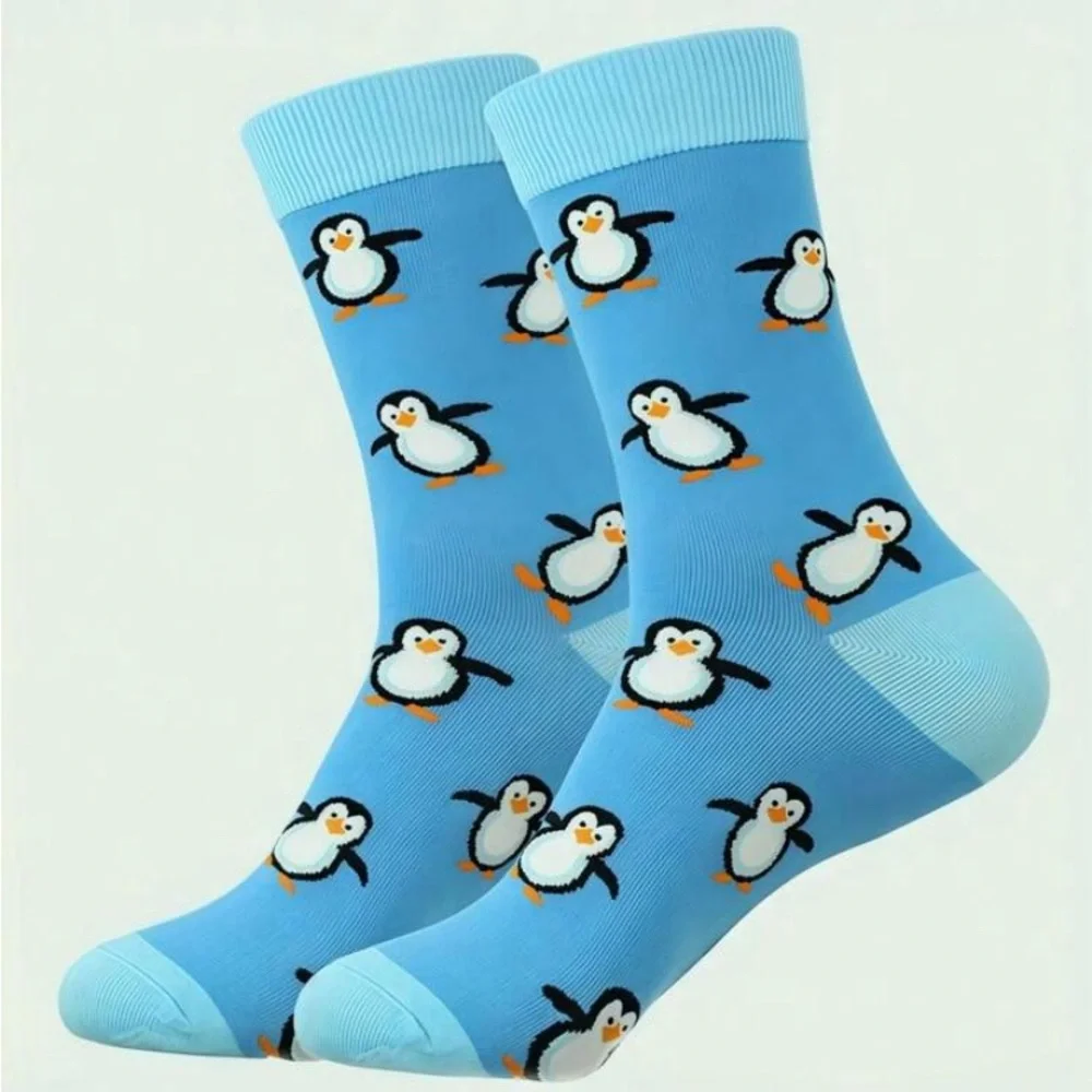 Blue Penguin Patterned Socks